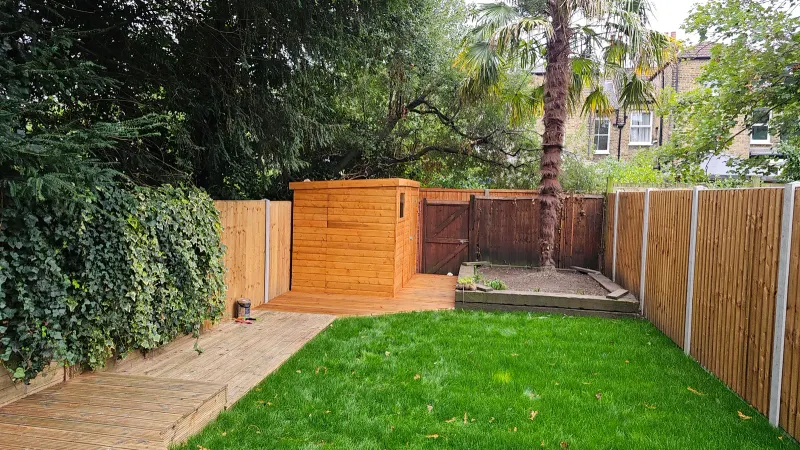 After: New Garden Shed & Decking Installation