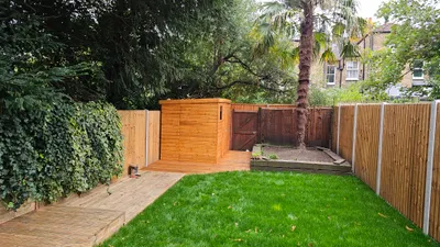 After: New Garden Shed & Decking Installation